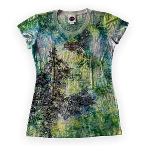 𝅺HARLEY Davidson All Over Tattoo Print Baby Tee